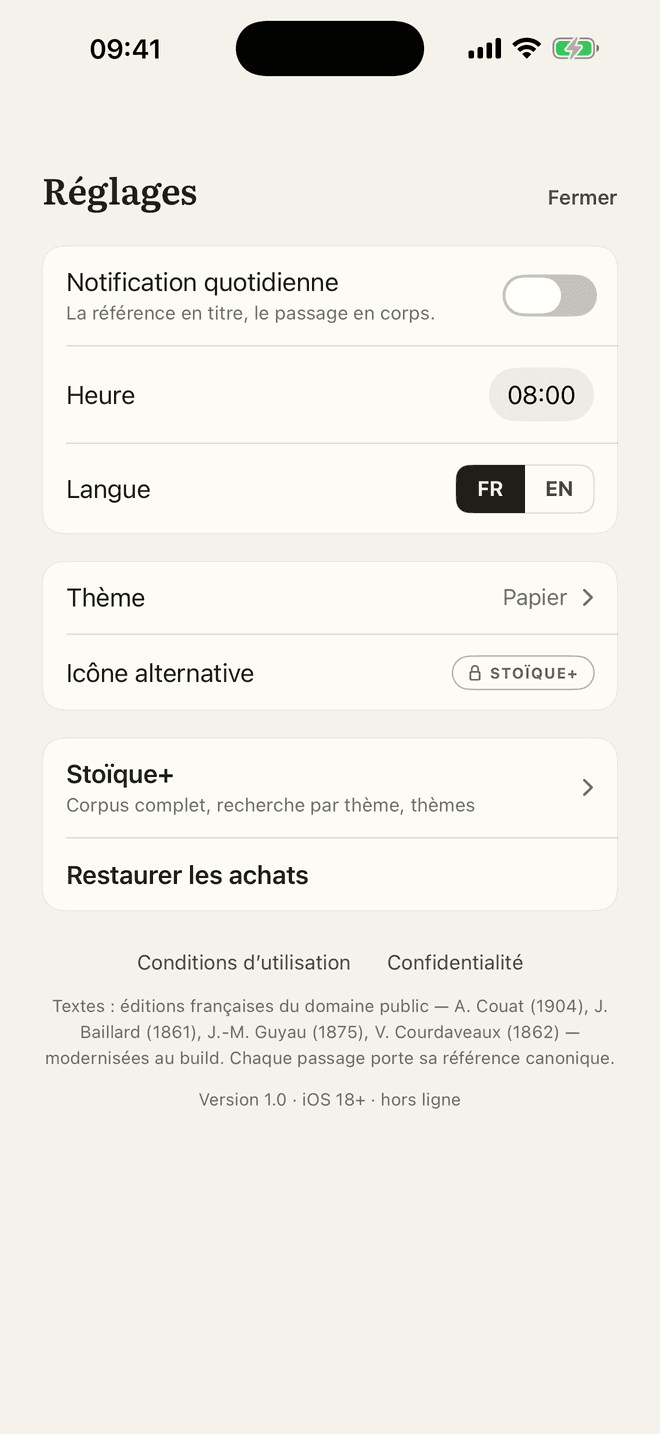 La notification quotidienne — Étape 2, capture d’écran